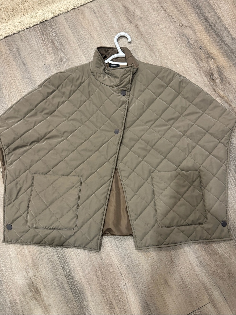 Quilted Cape Jacket - Olive-Beige